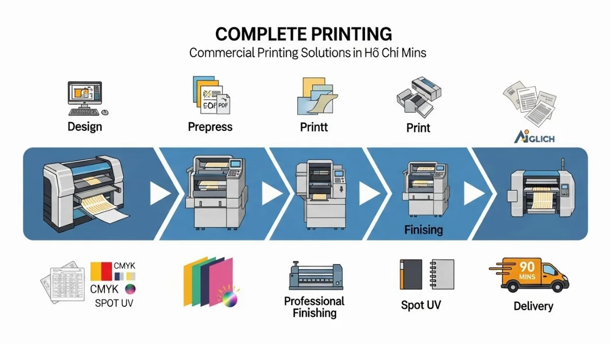 Nhân viên kiểm tra chất lượng tờ rơi sự kiện trước khi giao hỏa tốc cho khách hàng