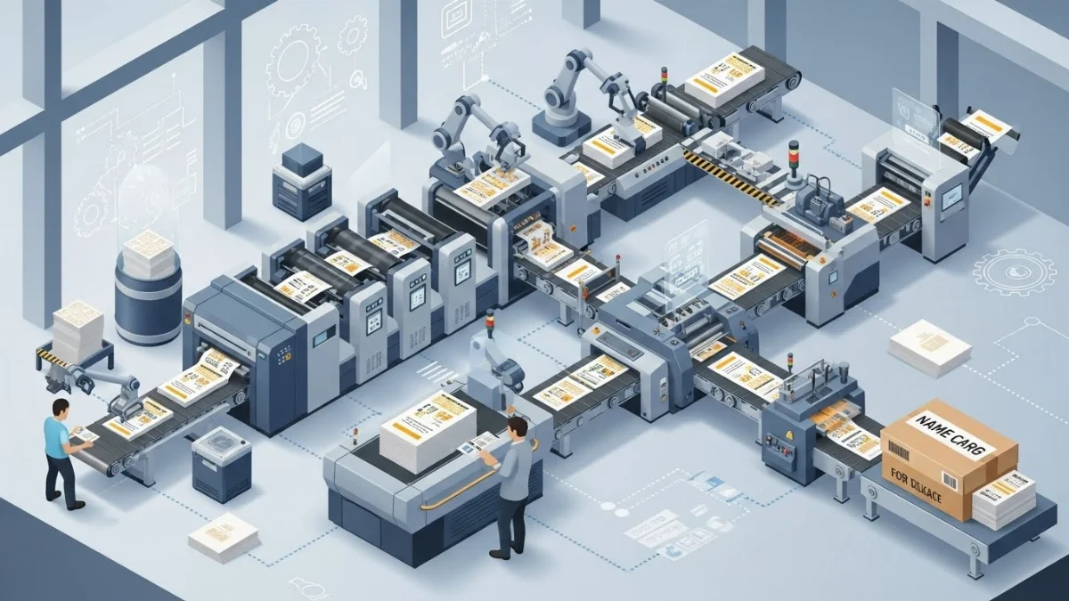 Hình ảnh máy in đang thực hiện in name card nhanh chóng