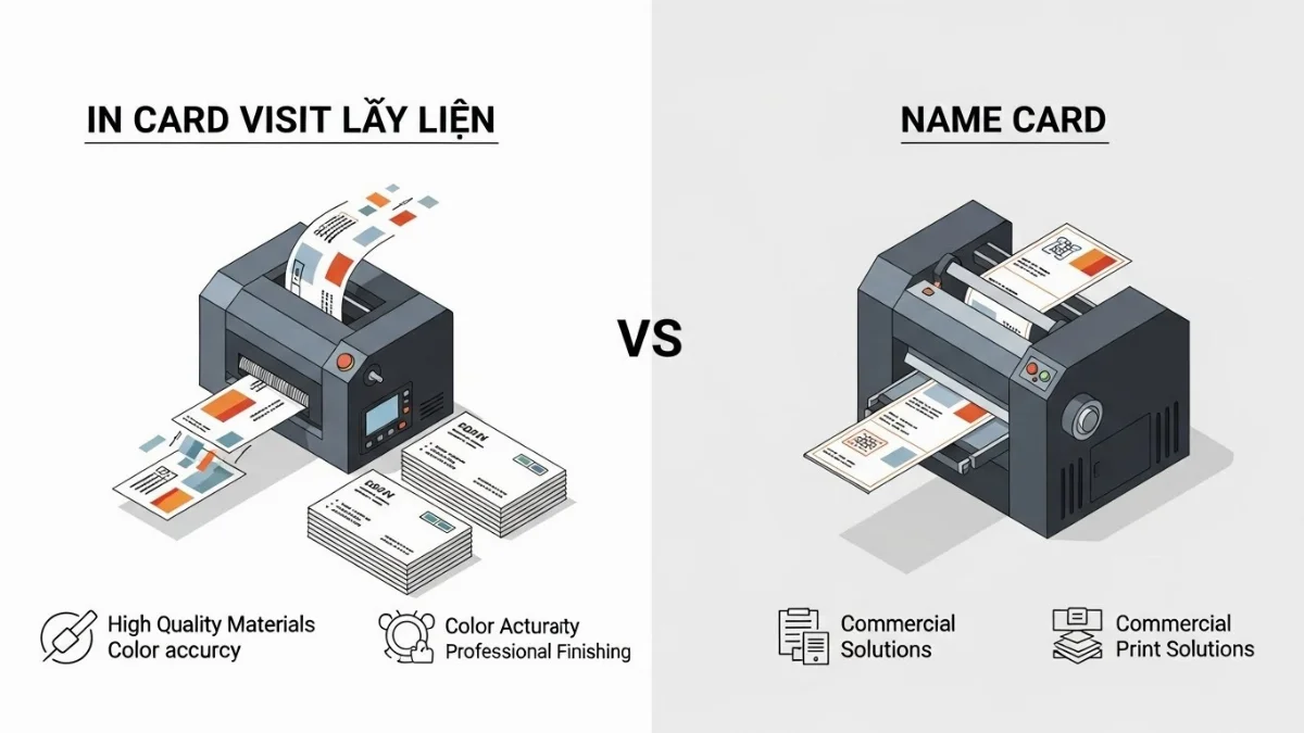 So sánh ưu điểm in card visit nhanh và name card cao cấp
