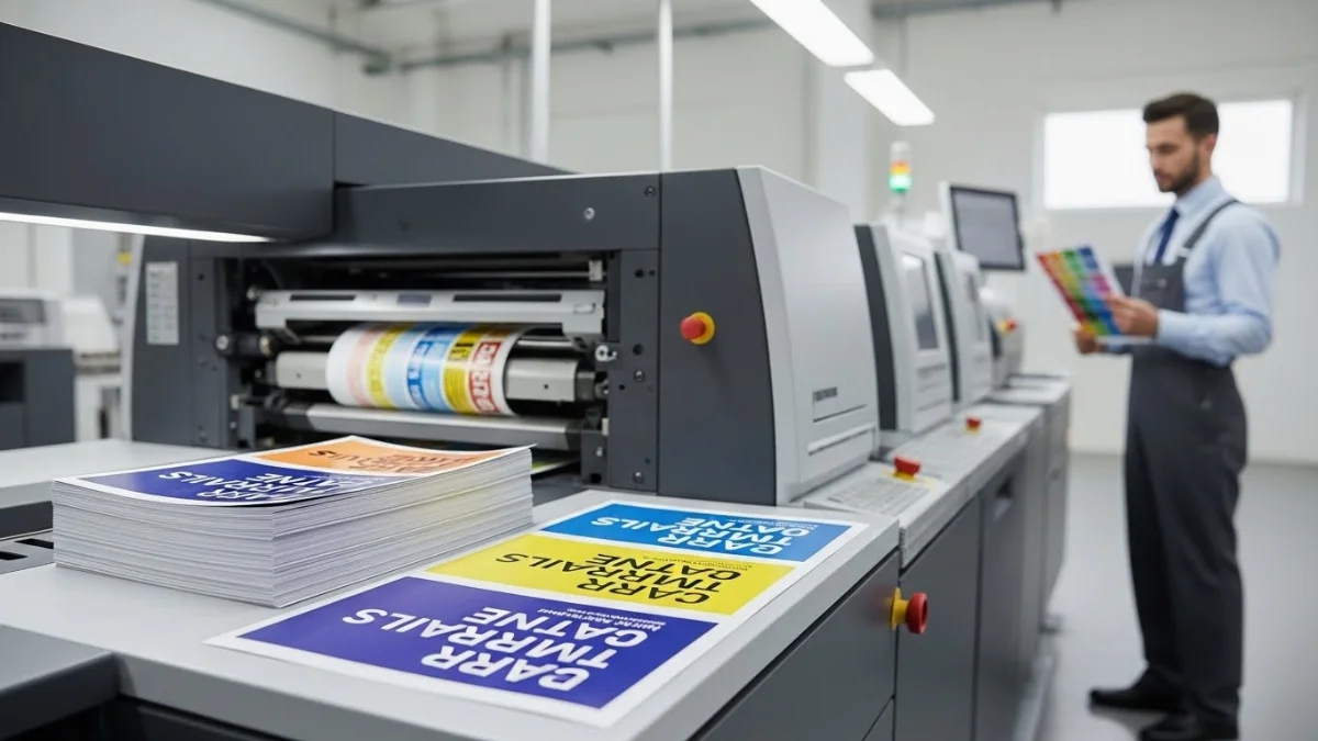 Hình ảnh một người đang thiết kế tờ rơi quảng cáo trên máy tính