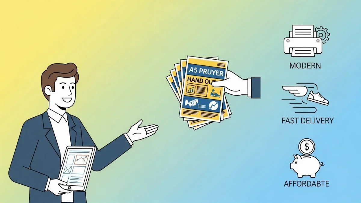 Kích thước tờ rơi A5 tiêu chuẩn, dễ dàng cầm nắm và phát tay