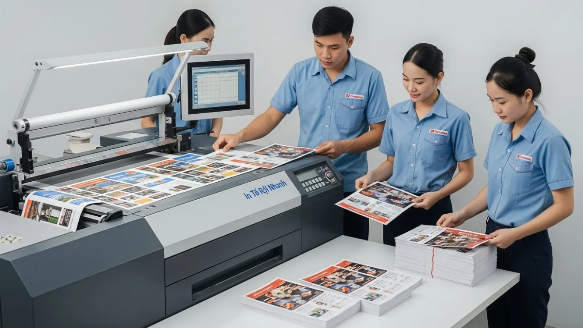 Hình ảnh minh họa quy trình in tờ rơi nhanh chuyên nghiệp