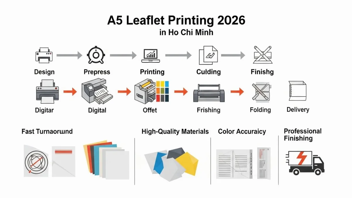 Khách hàng trao đổi về dịch vụ in tờ rơi A5 tại TP.HCM
