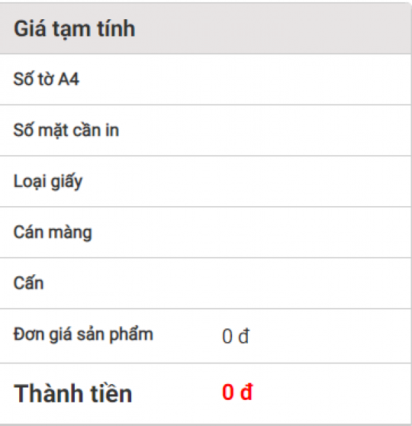 bảng giá in nhanh giá rẻ