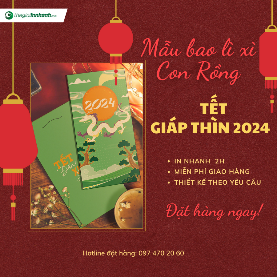 Mẫu in bao lì xì con rồng Giáp Thìn 2024